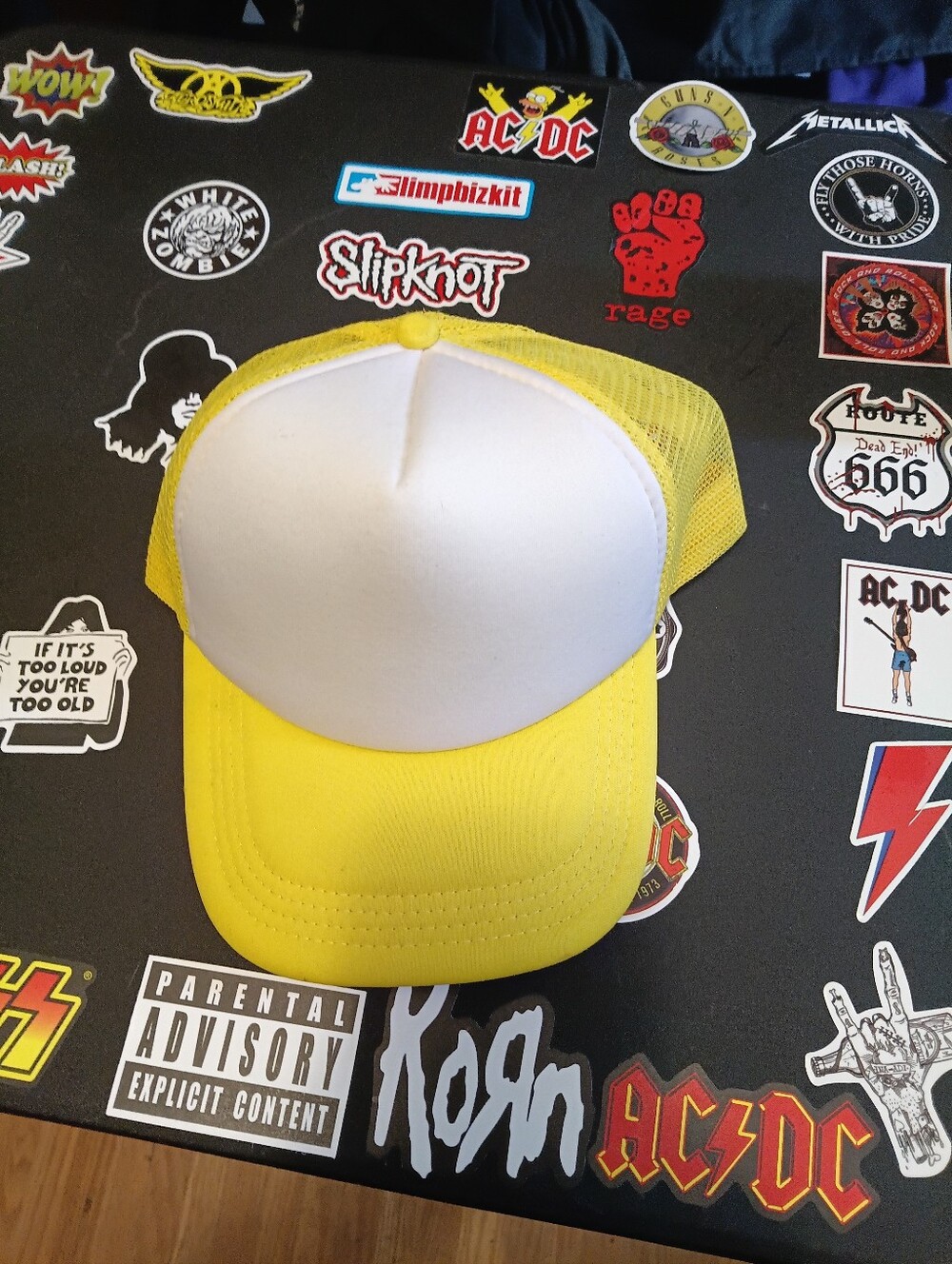 White and Yellow Trucker Hat Casual Summer